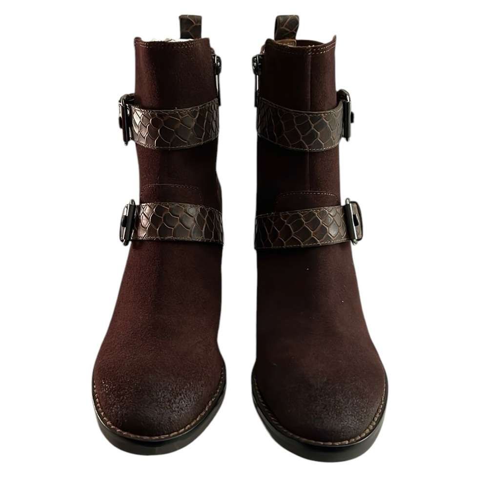 DONALD PLINER BOOTS, Women’s Sz 6.5, Brown Suede & Leather “Dahlincs” Boots, NEW